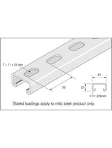 Unistrut P3300T10 41x21 Slotted Pre-Galvanised Channel 6m