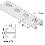 Unistrut P3301T10P 41x21 Back to Back Slotted Plain Oil Channel 6m
