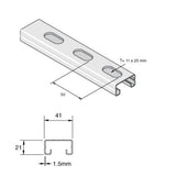 Unistrut P4000T10X3 41x21 Pre-Galvanised Slotted Channel 3m Light Duty