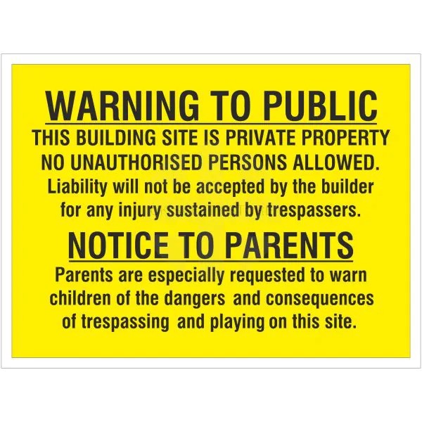 Rainbow WAC.22B Warning to the Public Sign 600x450mm