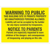 Rainbow WAC.22B Warning to the Public Sign 600x450mm