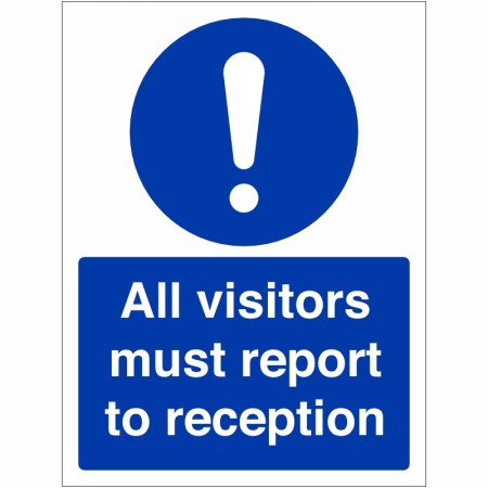 rainbow mac02f all visitors must report to reception sign