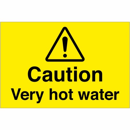 rainbow wag91 caution very hot water sign 75x50 mm