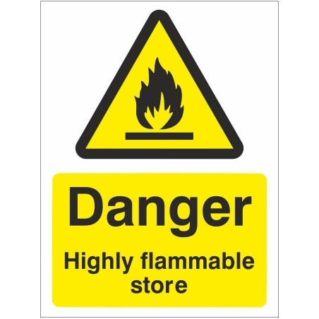 rainbow wag95w danger highly flammable store sign