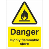 rainbow wag95w danger highly flammable store sign