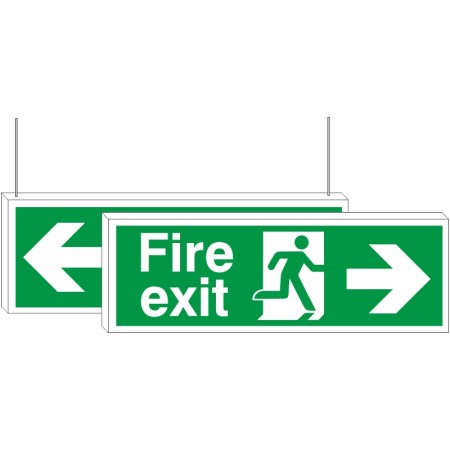 rainbow ddfe03 double sided fire exit arrow left right sign