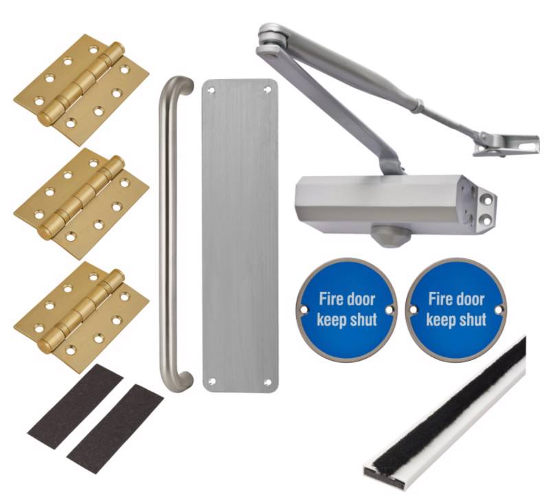 Hoppe Light Duty Pull Door Handle Fire Door Kit - Silver