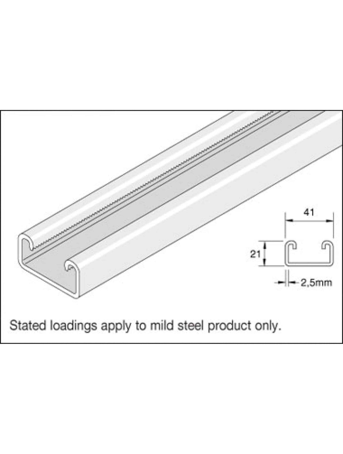 Unistrut P3300HX3 41x21 Hot Dip Galvanised Channel 3m