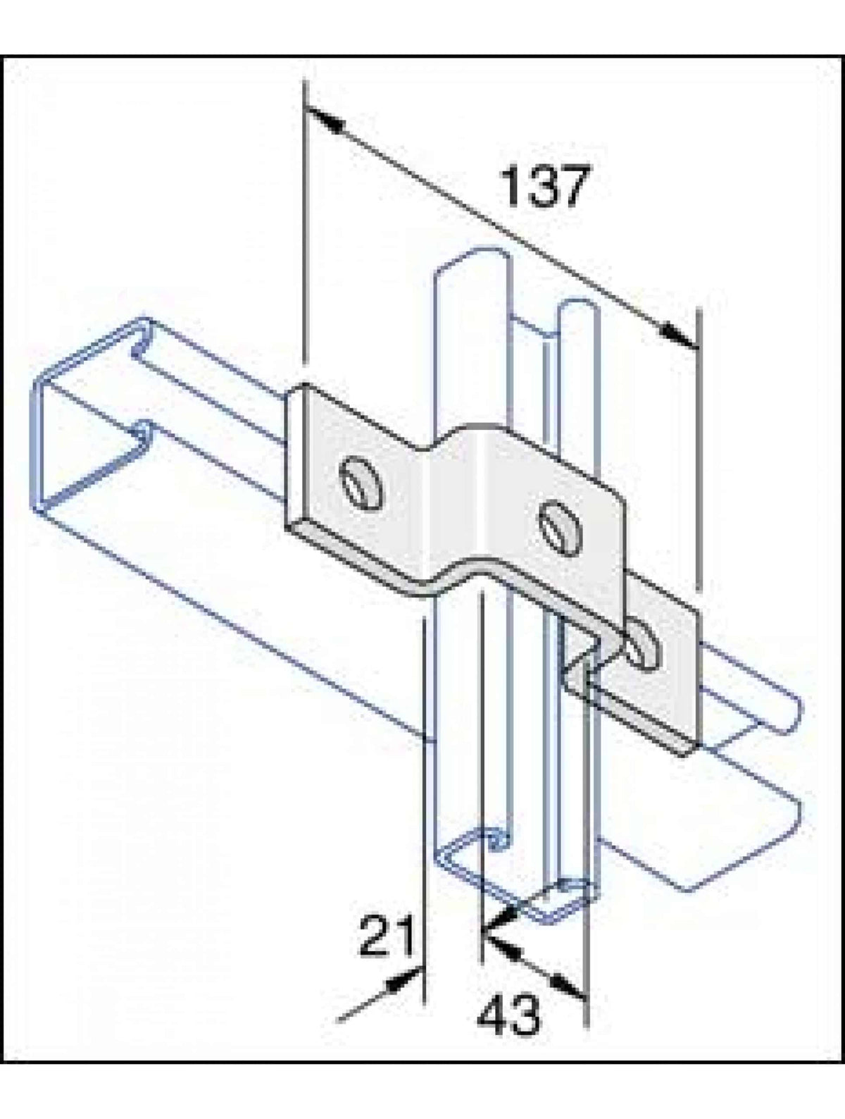 Unistrut P4045SS Stainless Steel 316 2-Hole Z Shape Channel Bracket