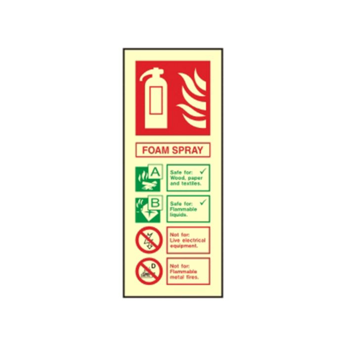 rainbow pp 558n foam spray fire extinguisher photoluminescent identification sign