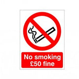 Rainbow PRS 22 No Smoking £50 Fine Sign - 150mm x 200mm