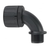Flexicon FLK28-M25-90B Flexilok Type FLK Black Fast Fit Nylon 90° Elbow Fixed External Thread Connector For Non-Metallic Flexible Conduit IP66 M25 28mm